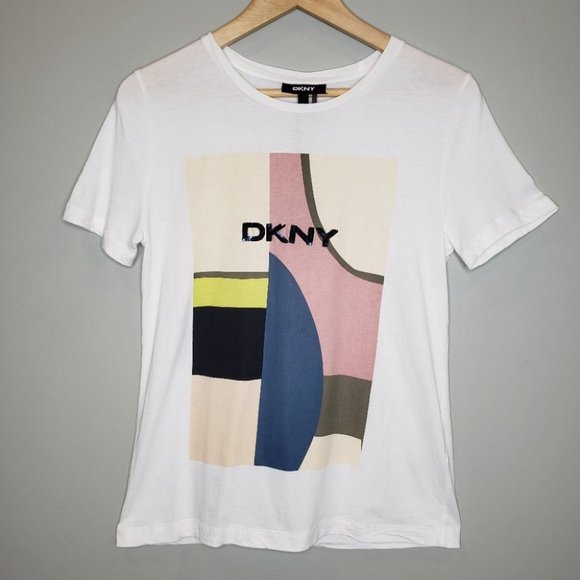 DKNY Sequined Logo Graphic Cotton T-Shirt Women's Size Small *Defect-see desc - Picture 3 of 15